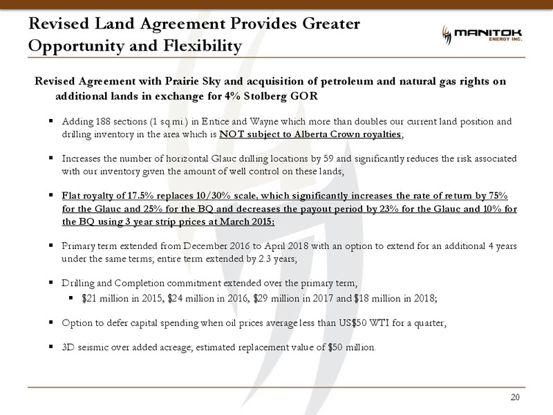 JUNE 2015 INVESTOR PRESENTATION – Manitok Energy Inc. – slide 18