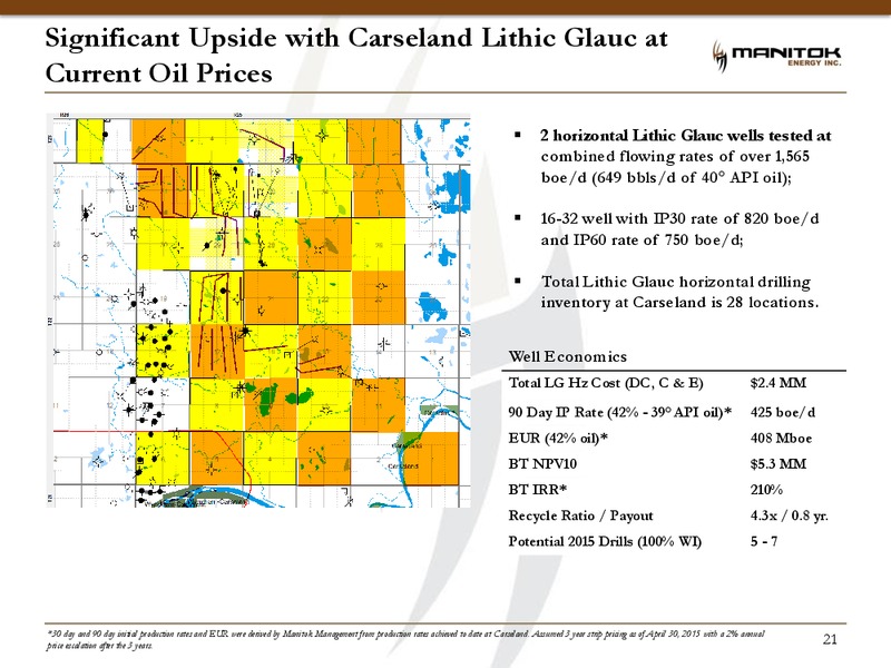 JUNE 2015 INVESTOR PRESENTATION – Manitok Energy Inc. – slide 19