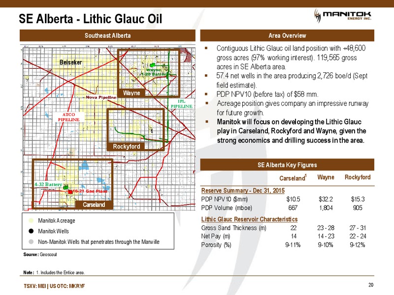 September 2016 Investor Presentation – Manitok Energy Inc. – slide 17
