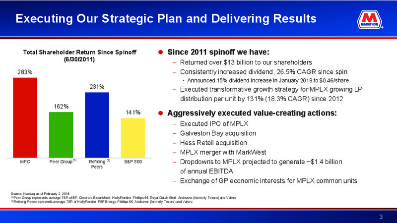 Credit Suisse 23rd Annual Energy Summit – Marathon Petroleum Corporation – slide 2