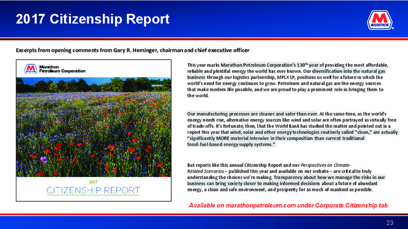 Credit Suisse 23rd Annual Energy Summit – Marathon Petroleum Corporation – slide 22