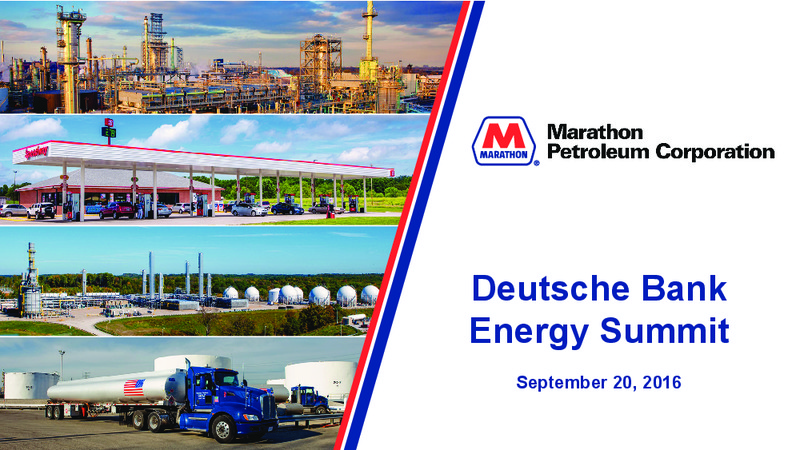 2016 Deutsche Bank Energy Summit – Marathon Petroleum Corporation – slide 1
