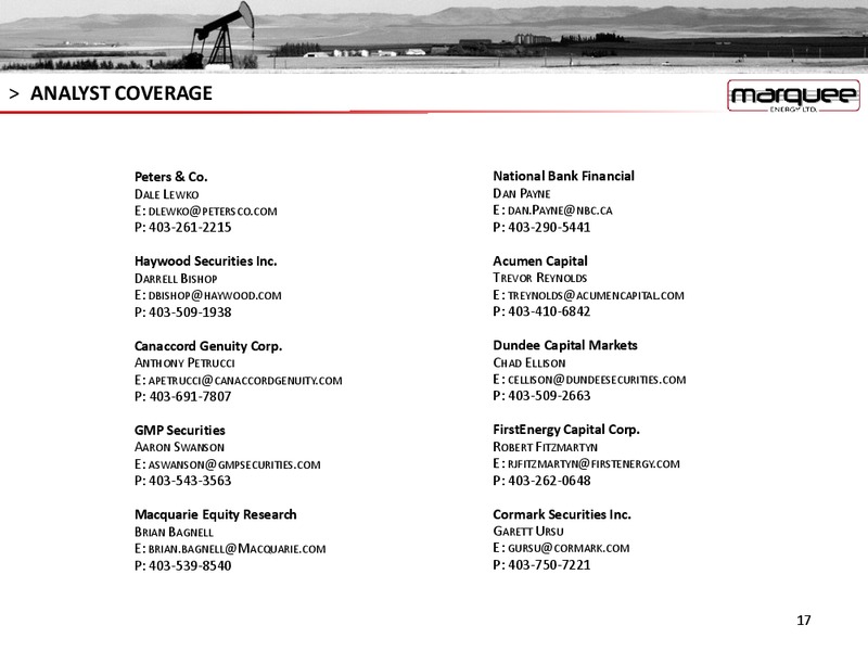 EPAC INVESTOR SHOWCASE – Marquee Energy Ltd. – slide 16