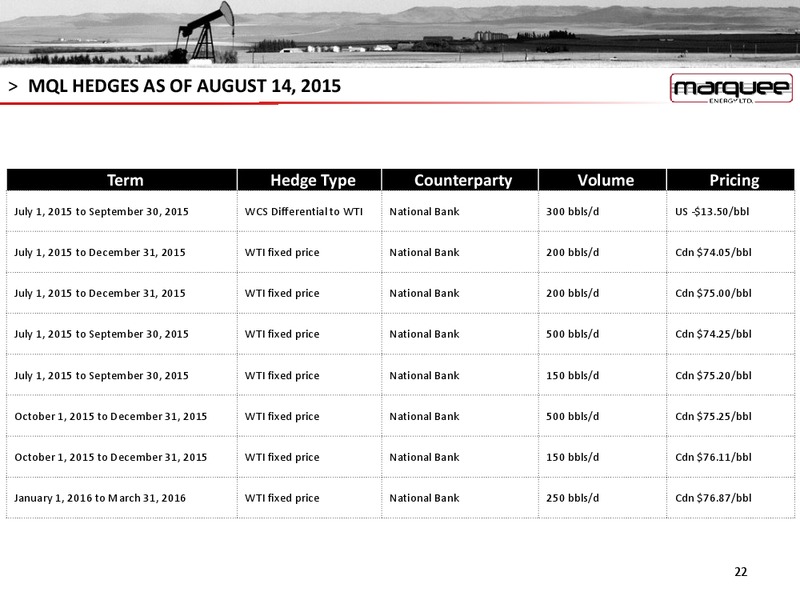 EnerCom The Oil and Gas Conference 2015 – Marquee Energy Ltd. – slide 21