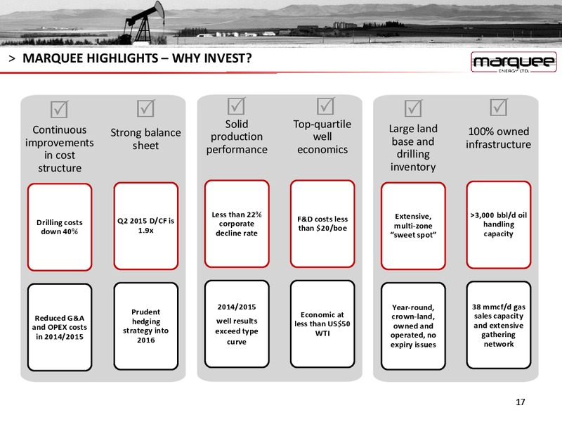 September 2015 Investor Presentation – Marquee Energy Ltd. – slide 16