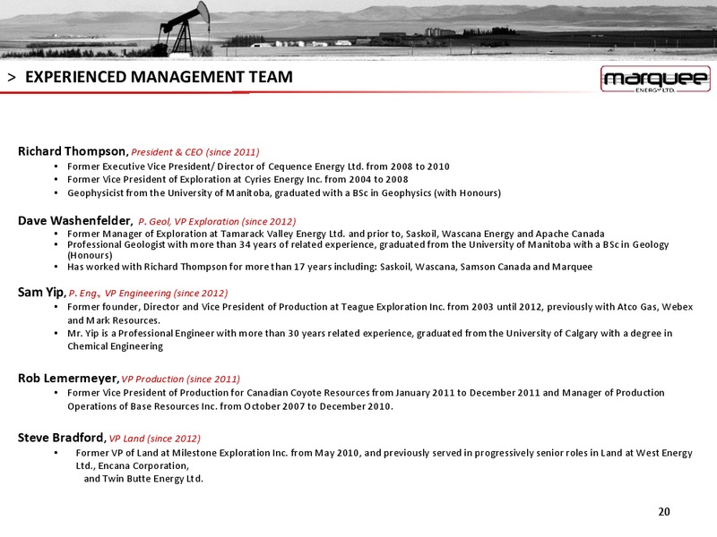 October 2015 Corporate Presentation – Marquee Energy Ltd. – slide 19