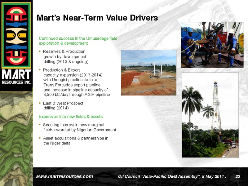 Oil Council Asia Pacific Hong Kong – Mart Resources Inc – slide 22