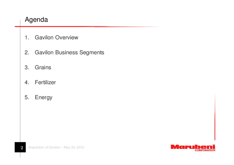 Acquisition of Gavilon – Marubeni Corporation – slide 2