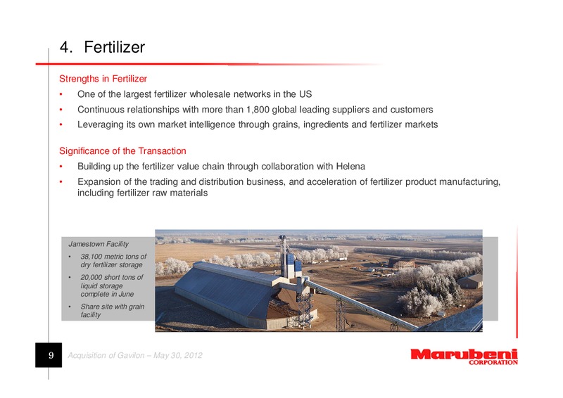 Acquisition of Gavilon – Marubeni Corporation – slide 9