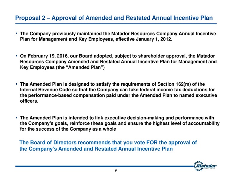 Annual Meeting of Shareholders – Matador Resources Company – slide 9