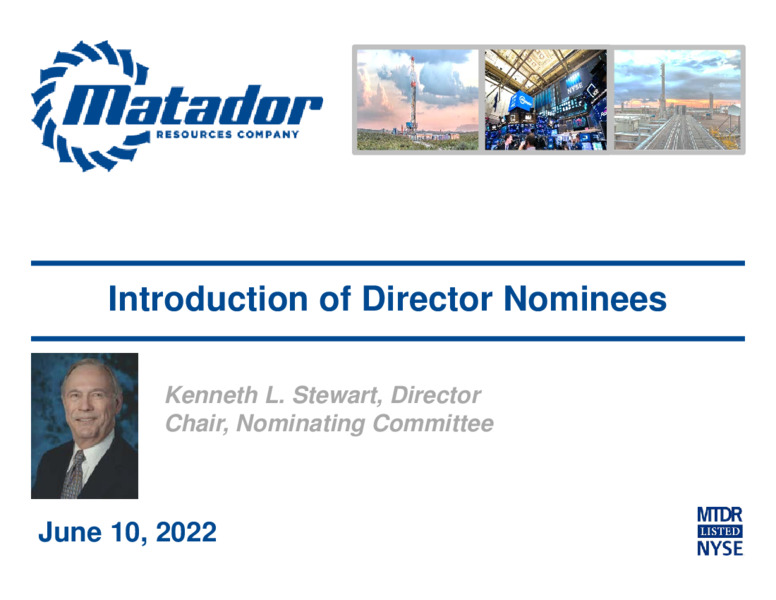 Annual Meeting of Shareholders   June 2022 – Matador Resources Company – slide 11