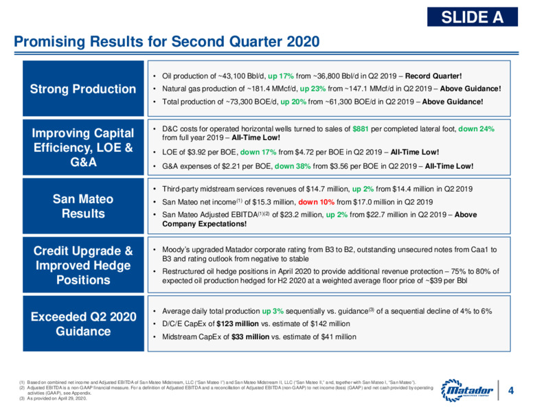 2Q 2020 Earnings Presentation – Matador Resources Company – slide 3