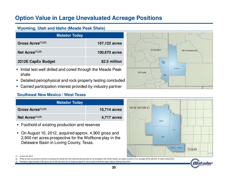 August 2012 Investor Presentation – Matador Resources Company – slide 30