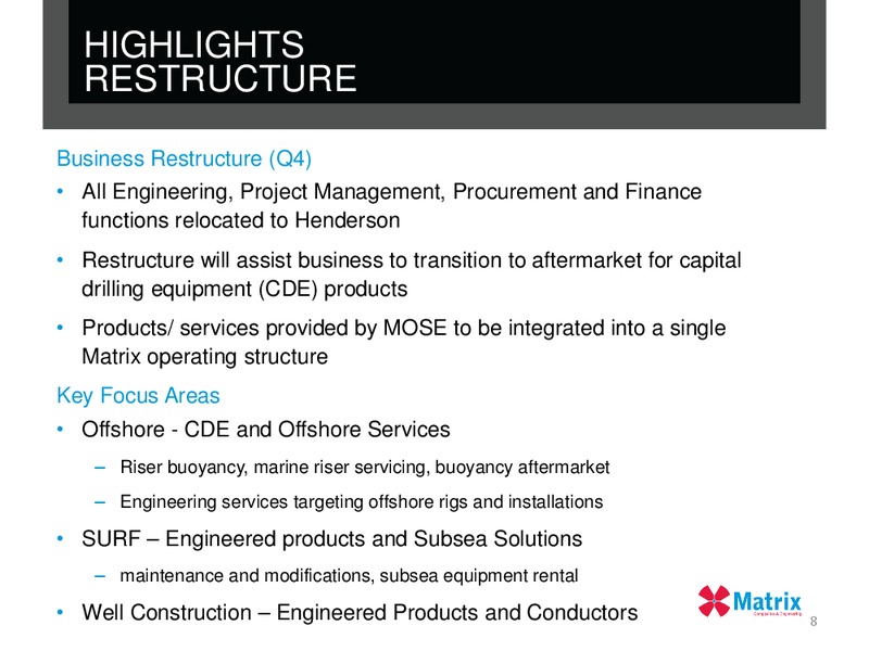 FULL YEAR 2014 RESULT – Matrix Composites & Engineering Limited – slide 7