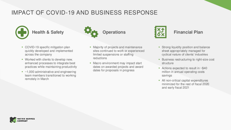 Fiscal 2020 Third Quarter – Matrix Service Company – slide 2