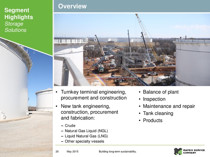 Q3 Fiscal Year 2015 Earnings Call – Matrix Service Company – slide 18