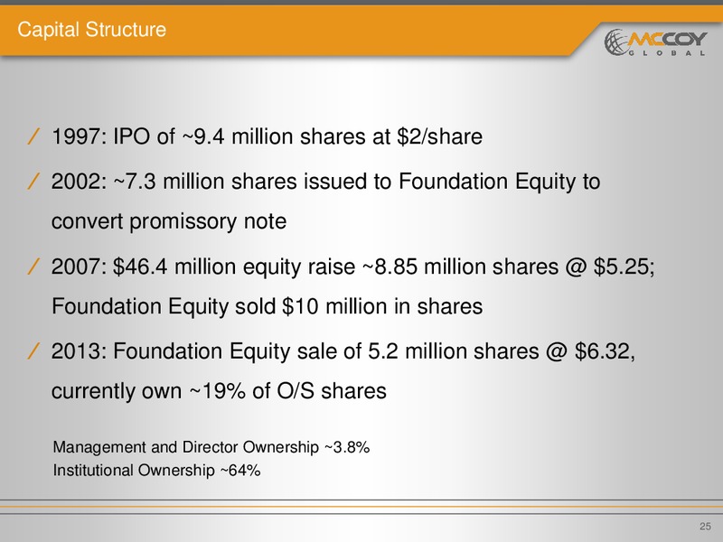 June 2015 Investor Presentation – Mccoy Global – slide 24
