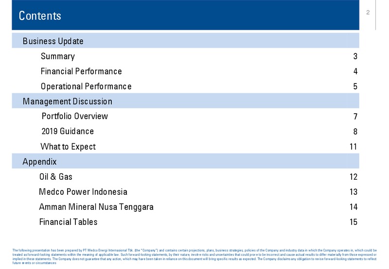 1Q 2019 RESULTS – Medco Energi – slide 2
