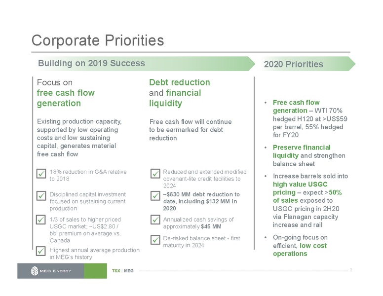 March 2020 Corporate Presentation – Meg Energy – slide 2