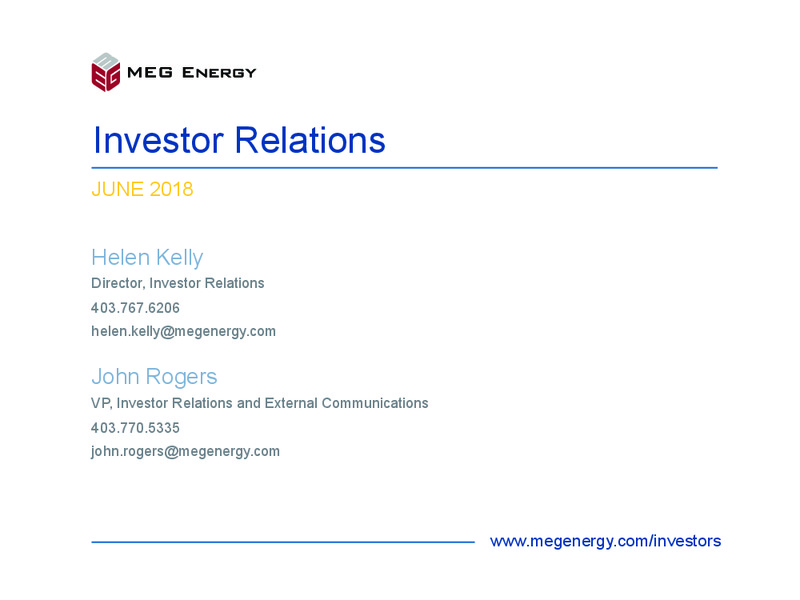 June 2018 Investor Presentation – Meg Energy – slide 23