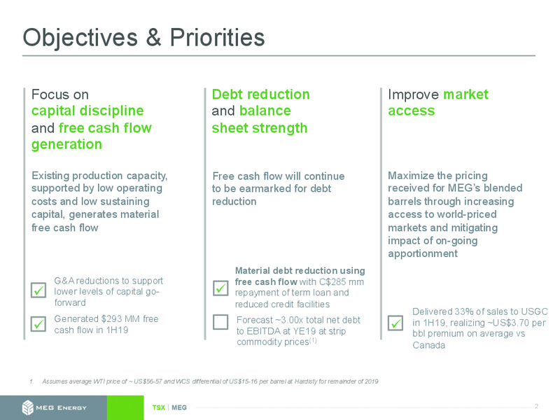 August 2019 Earnings Presentation – Meg Energy – slide 2