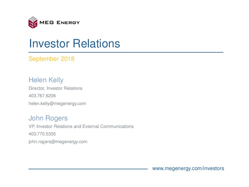 September 2018 Investor Presentation – Meg Energy – slide 22