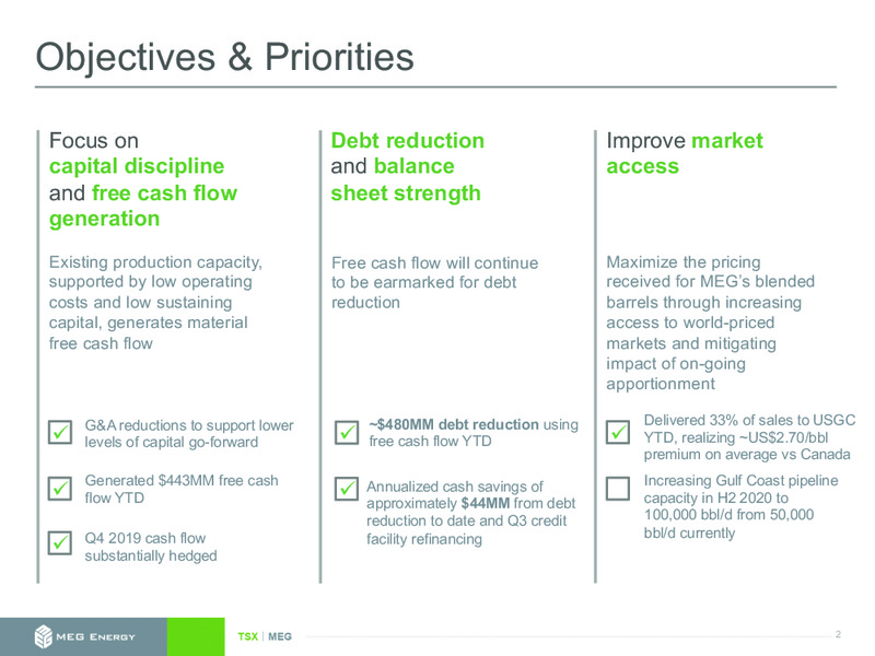 November 2019 Investor Presentation – Meg Energy – slide 2