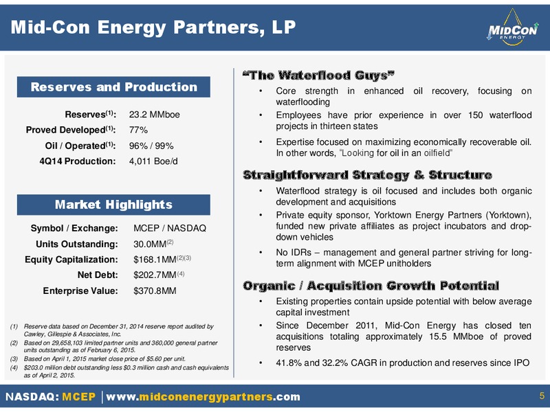 INVESTOR PRESENTATION – Mid-Con Energy Partners Lp – slide 4