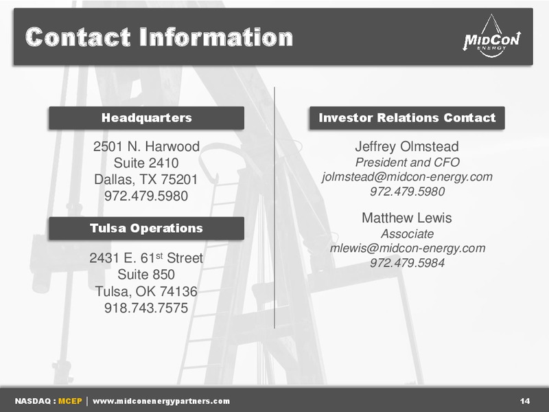 Investor Presentation – Mid-Con Energy Partners Lp – slide 13