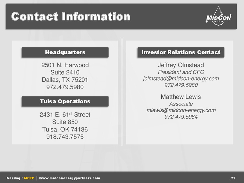 IPAA OGIS – Mid-Con Energy Partners Lp – slide 21