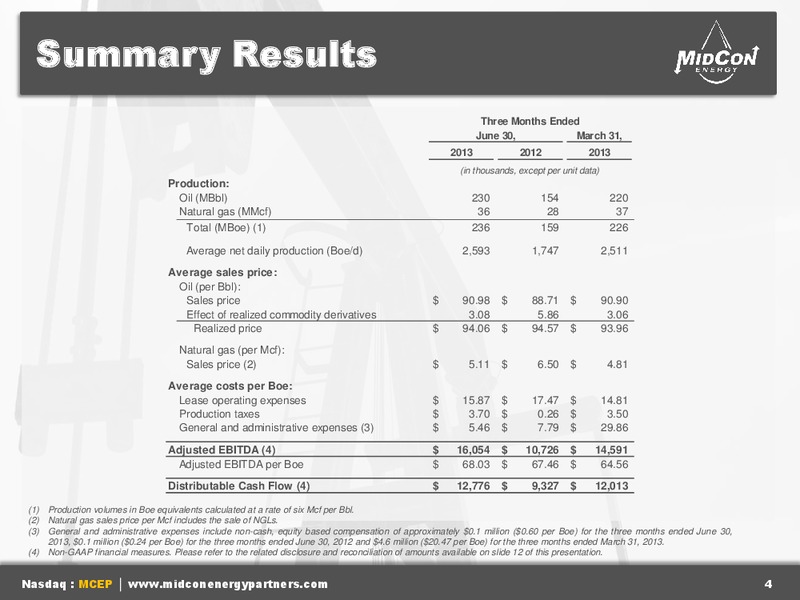 Q2 2013 EARNINGS CALL – Mid-Con Energy Partners Lp – slide 3
