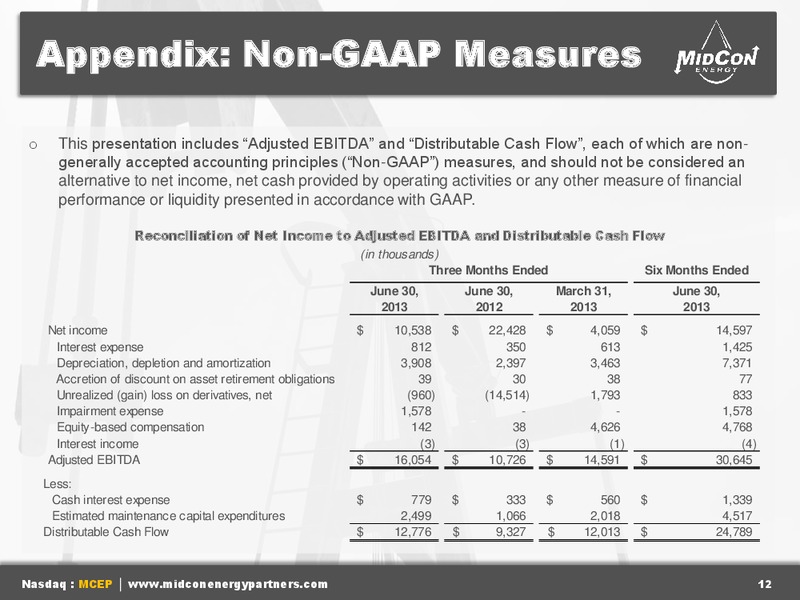 Q2 2013 EARNINGS CALL – Mid-Con Energy Partners Lp – slide 11