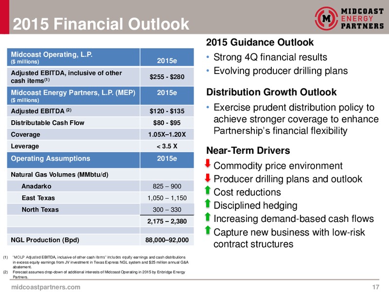 Investment Community Presentation – Midcoast Energy Partners, L.P. – slide 17