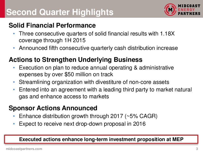 Q@ 2015 Earnings Presentation – Midcoast Energy Partners, L.P. – slide 2