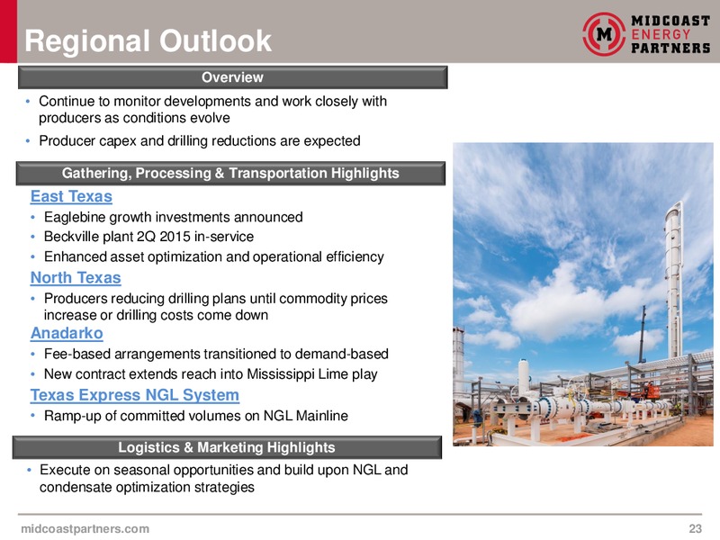 August 2015 Investor Presentation – Midcoast Energy Partners, L.P. – slide 23