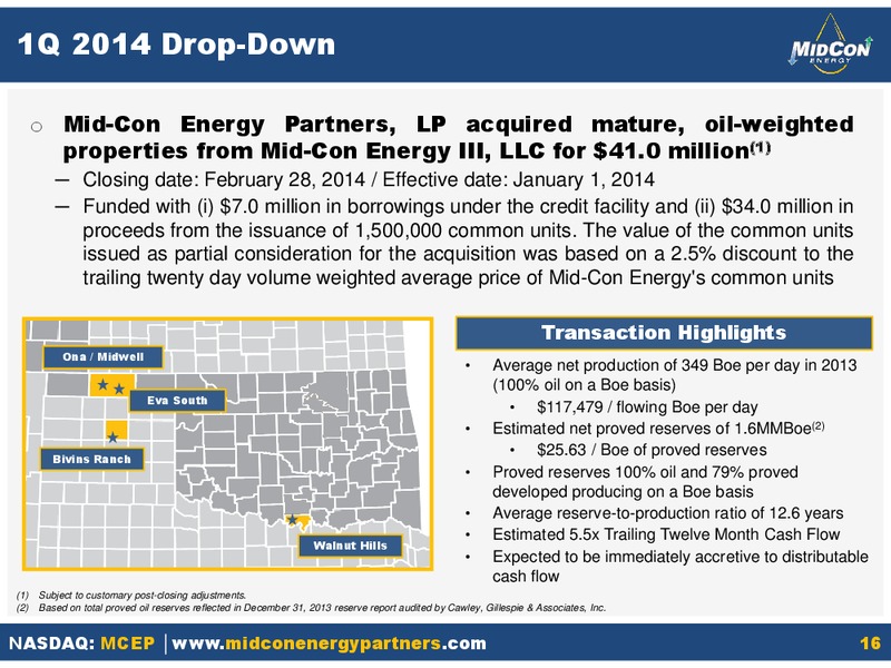 Q4 2013 EARNINGS CALL – Midcon Energy – slide 15