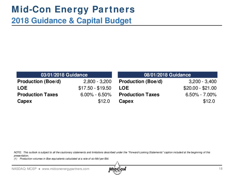 August 2018 Enercom Conference – Midcon Energy – slide 17