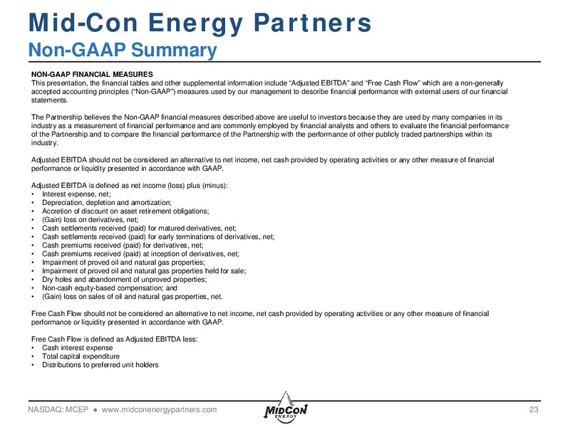 August 2018 Enercom Conference – Midcon Energy – slide 22