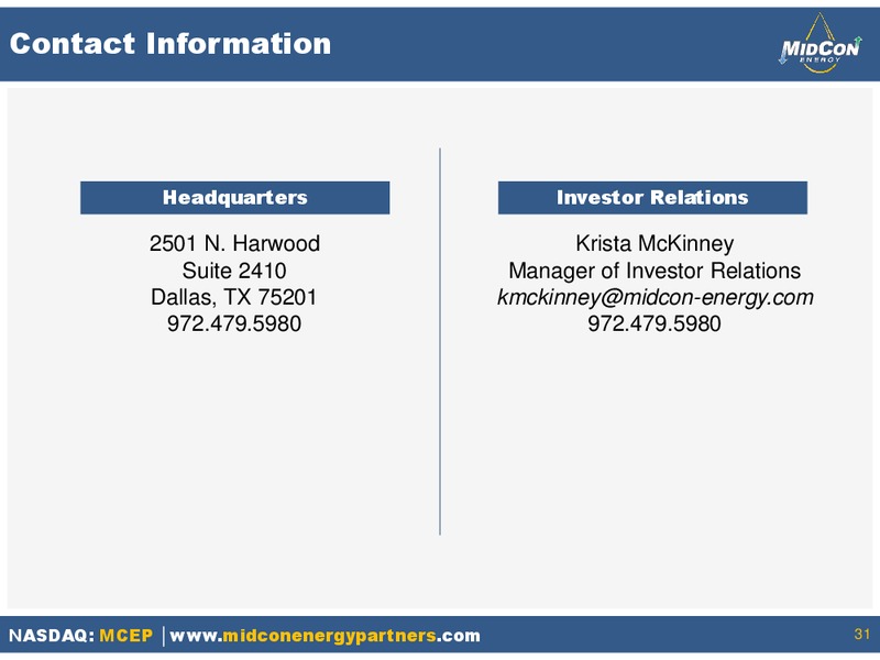 October 2015 Investor Presentation – Midcon Energy – slide 29