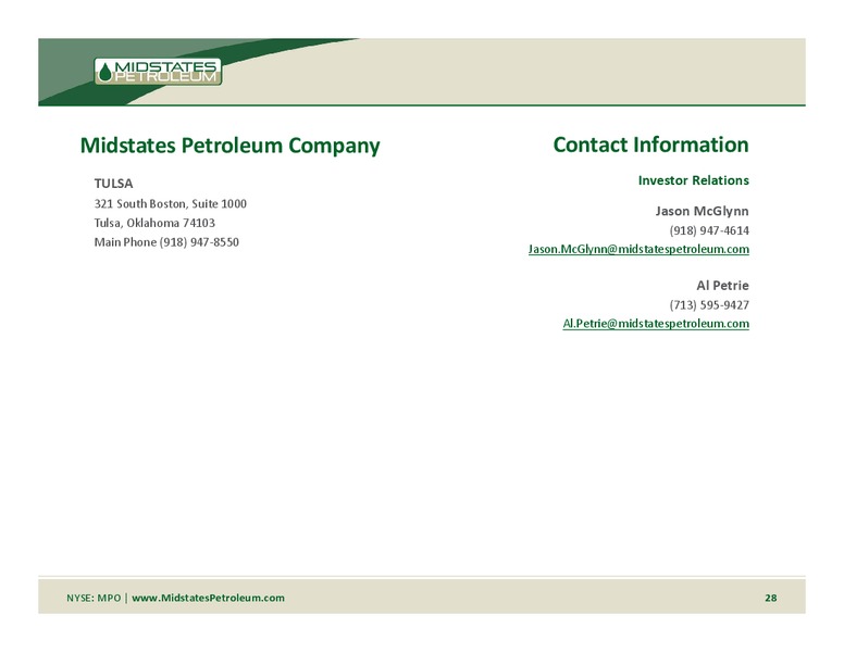 RBC Global Energy & Power Executive Conference – Midstates Petroleum – slide 26