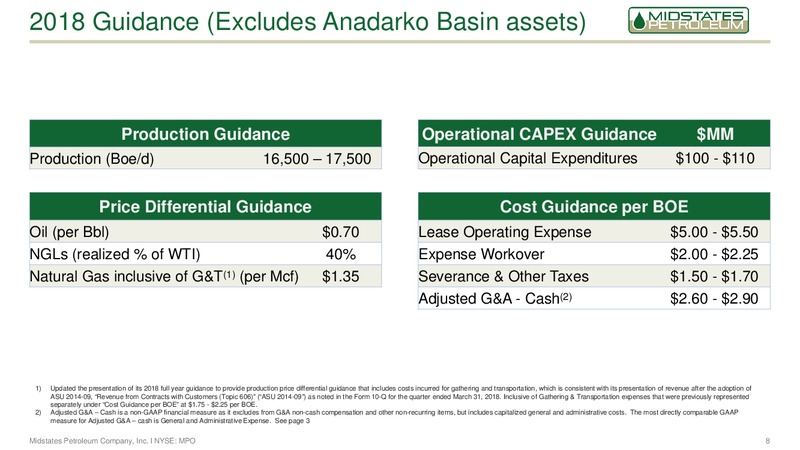 2Q 2018 Earnings Presentation – Midstates Petroleum – slide 6