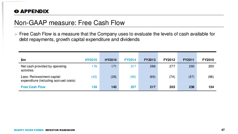 May 2015 Investor Roadshow – Mighty River Power – slide 46