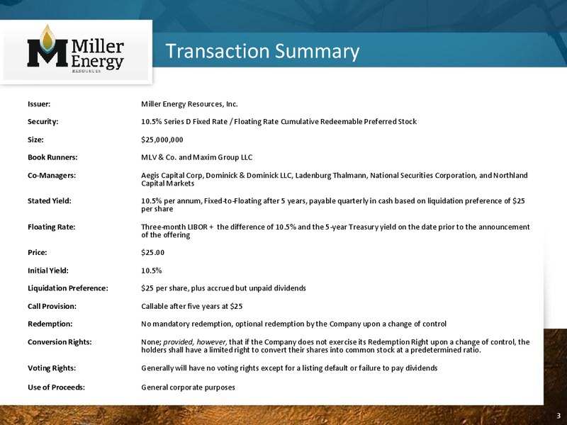 IPAA OGIS – Miller Energy Resources, Inc. – slide 2