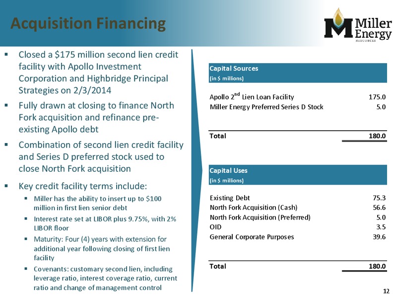March 2014 Investor Presentation – Miller Energy Resources, Inc. – slide 11