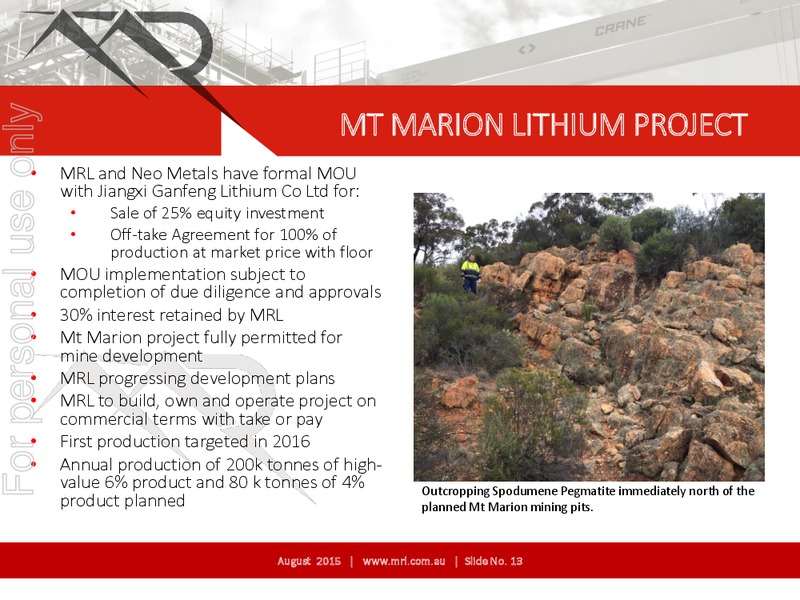 August 2015 Investor Presentation – Mineral Resources Ltd – slide 13
