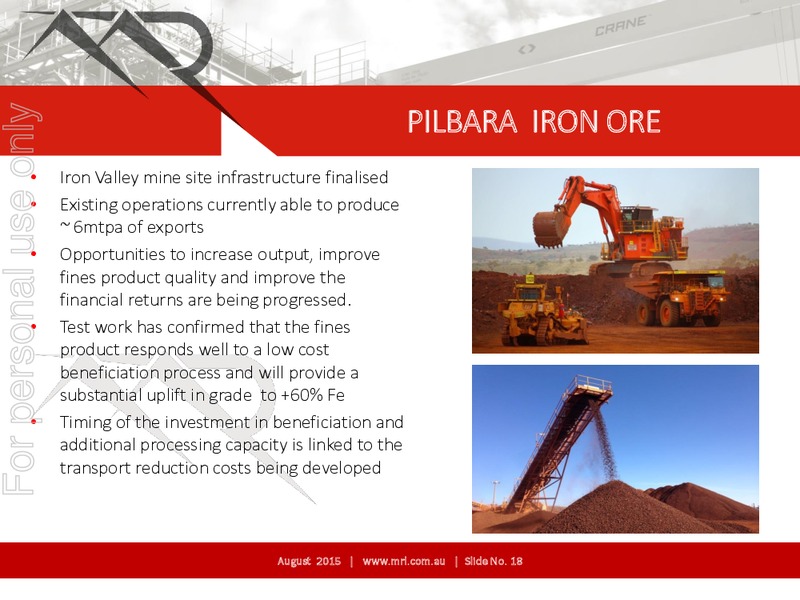 August 2015 Investor Presentation – Mineral Resources Ltd – slide 18