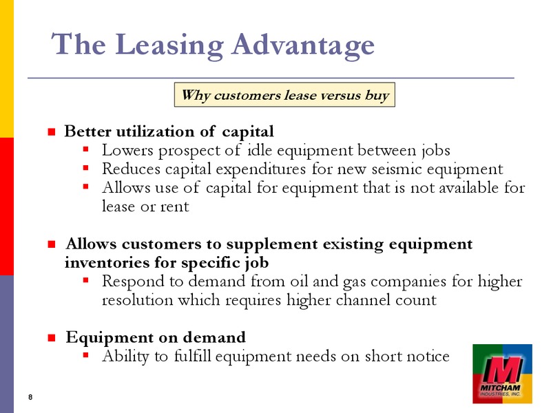 GLOBAL HUNTER 100 CONFERENCE – Mitcham Industries – slide 7