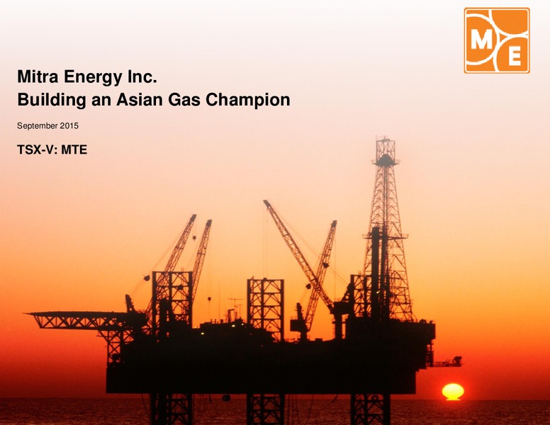 September 2015 Corporate Presentation – Mitra Energy Ltd – slide 1