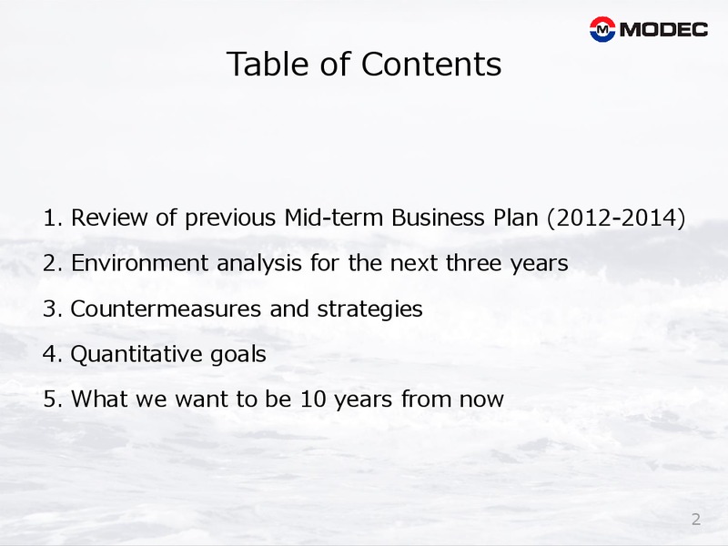 Mid term Business Plan 2017 – Modec – slide 2
