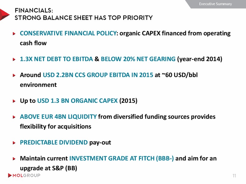 September 2015 Investor Presentation – Mol Group – slide 11